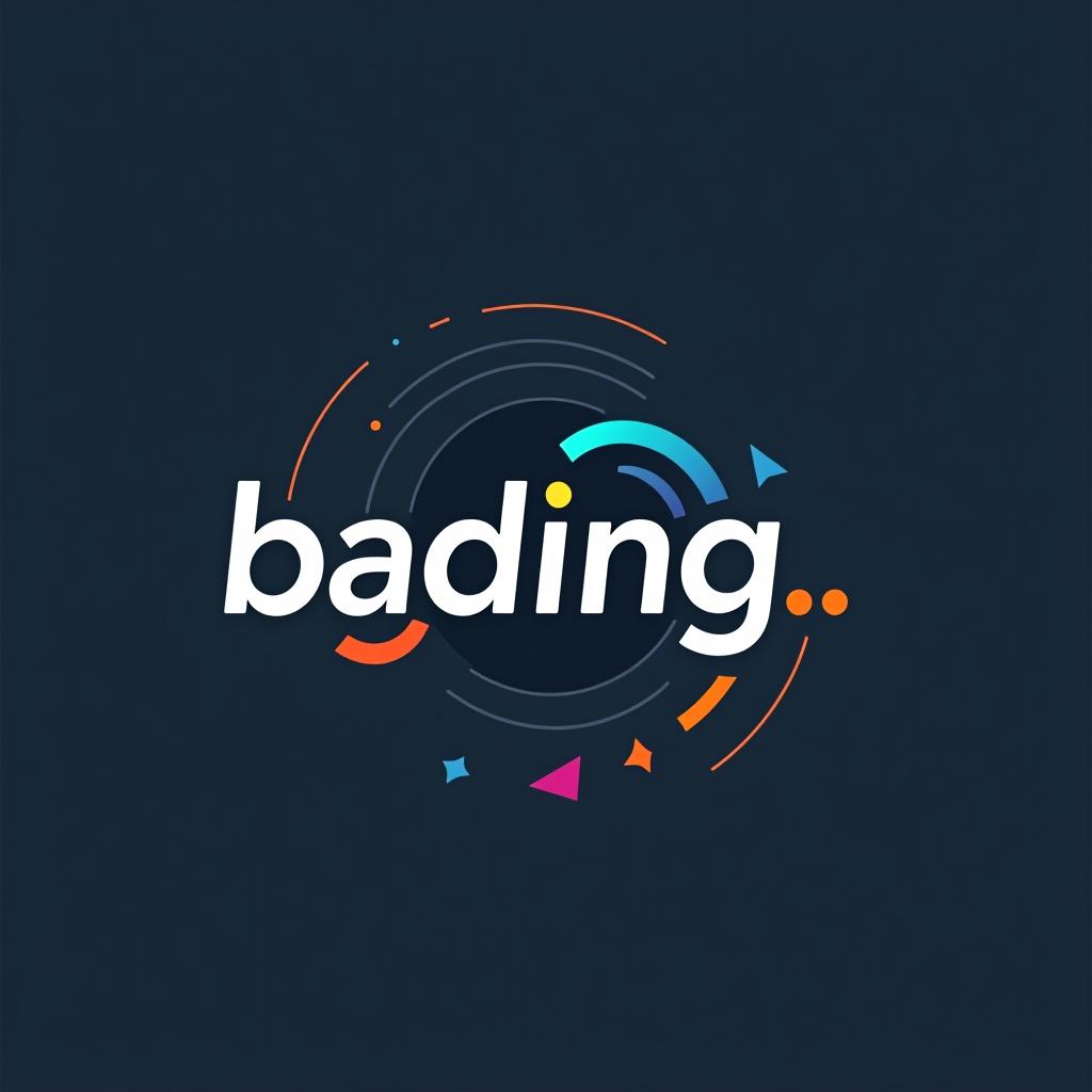  bading..., (logo), clean, contemporary, bold, minimalist, geometric shapes, sans serif font, bright colors, dynamic, innovative