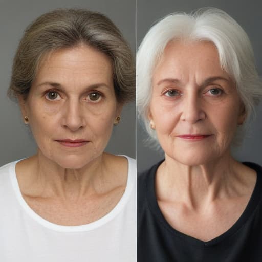 A woman at 25 and 65 years old