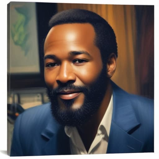 Marvin Gaye in the studio in Oil painting style