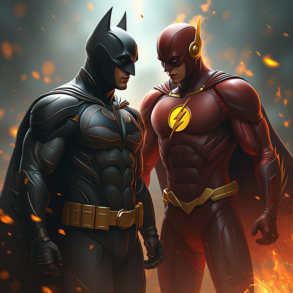  the batman and flash, award winning, professional, highly detailed, masterpiece