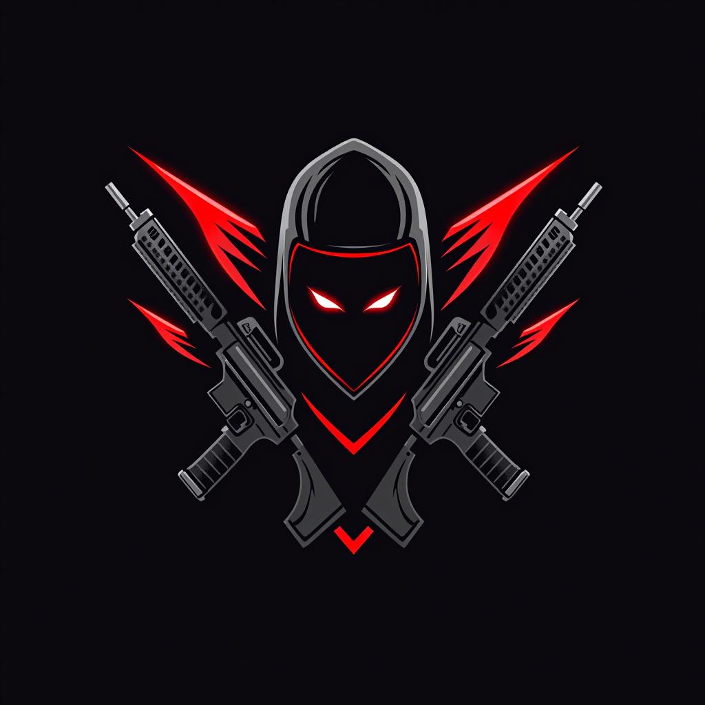  logo, esports logo, guns theme, black and red color