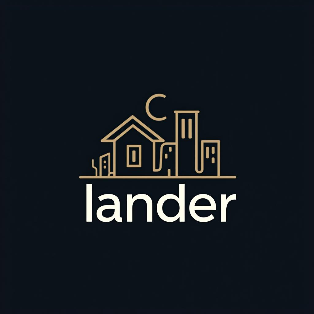  design a logo. minimal line logo in the theme of real estate, with the text ‘lander’