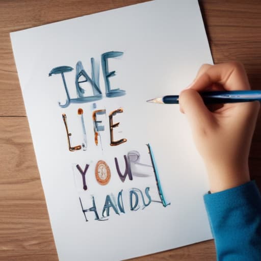 Draw a poster with the words "take your life in your hands"