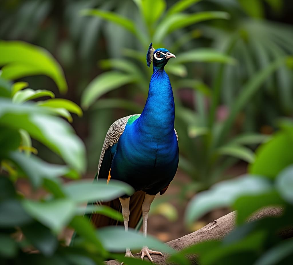  peacock in a tropical garden