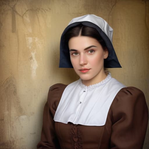 Sister Colette in Oil painting style with Old Wall background