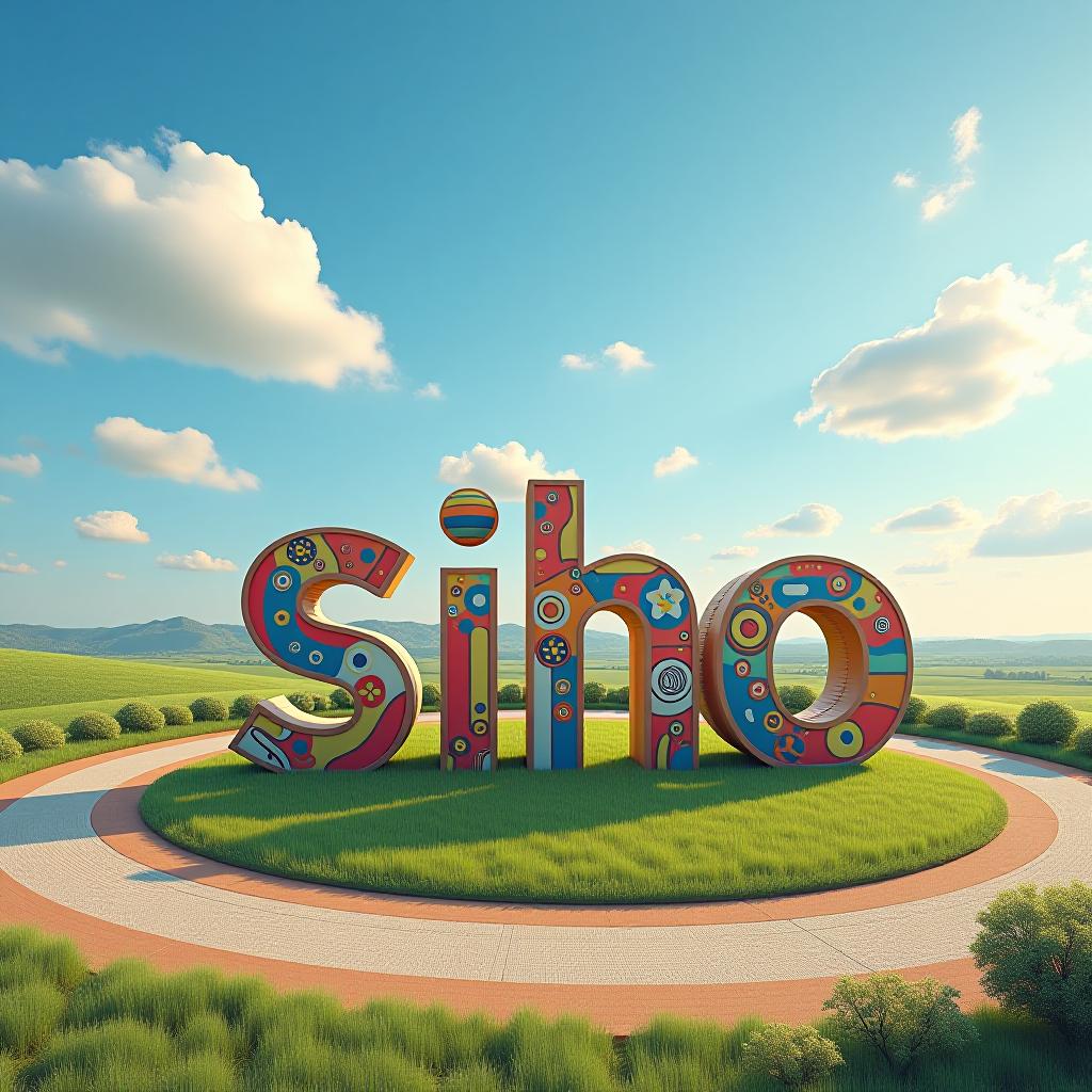  make a logo with a outside playground with siho written on the sky