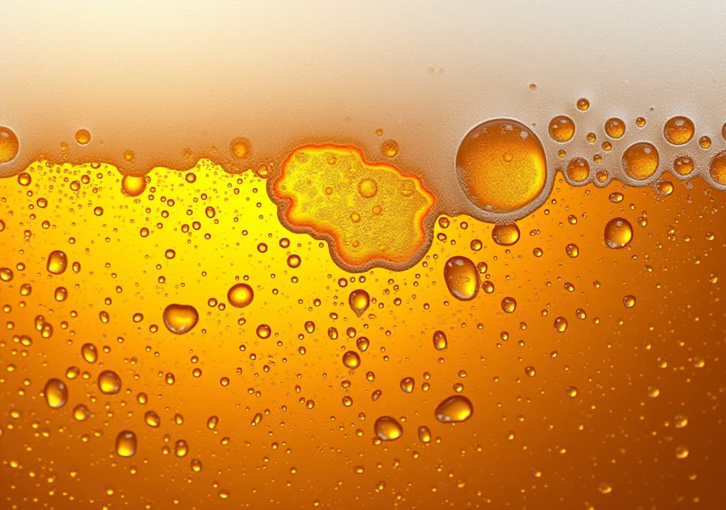  beer foam texture, bubbles on alcohol drunk closeup, ale froth pattern, golden beer foam textured background mockup with copy space for text