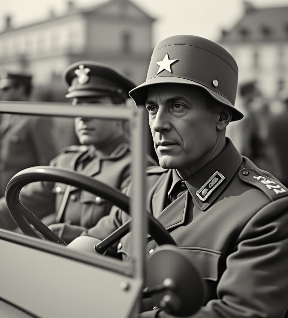  a picture of general george patton and governor tim walz in a jeep in italy.