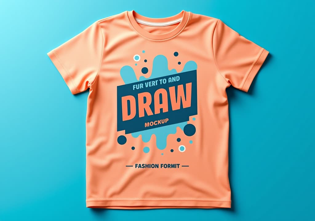  a trendy and fashion forward graphic tee mockup on a solid blue background, featuring its bold print and modern design, all presented in hd to highlight its statement making and youthful appeal