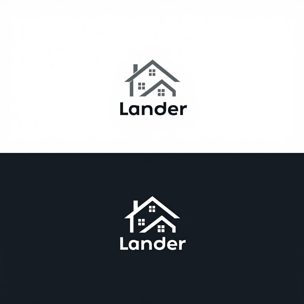  design a logo, minimal line logo in the theme of real estate, with the text ‘lander’