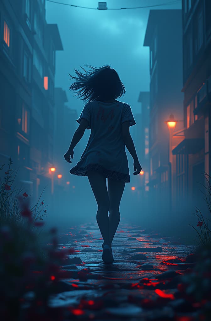  generate a dark colored pixel art style scene about a zombie attack and an anime girl running away, blue color, glam, power, glowing lights intricate, elegant, highly detailed, digital painting, artstation, concept art, smooth, sharp focus, illustration, art by artgerm and greg rutkowski and fra angelico and unreal engine 5 hyperrealistic, full body, detailed clothing, highly detailed, cinematic lighting, stunningly beautiful, intricate, sharp focus, f/1. 8, 85mm, (centered image composition), (professionally color graded), ((bright soft diffused light)), volumetric fog, trending on instagram, trending on tumblr, HDR 4K, 8K