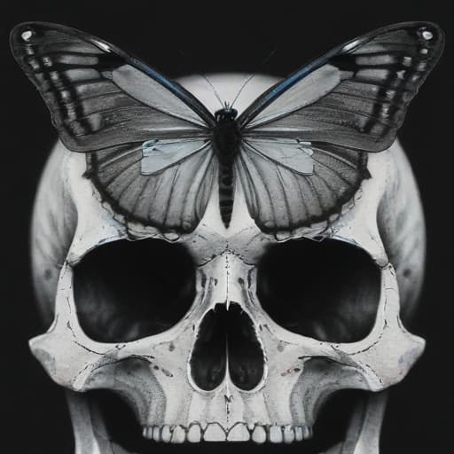 A butterfly positioned in a way so the butterfly’s outline creates a skull