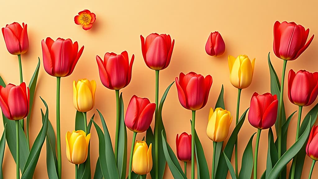  pattern with red and yellow tulips