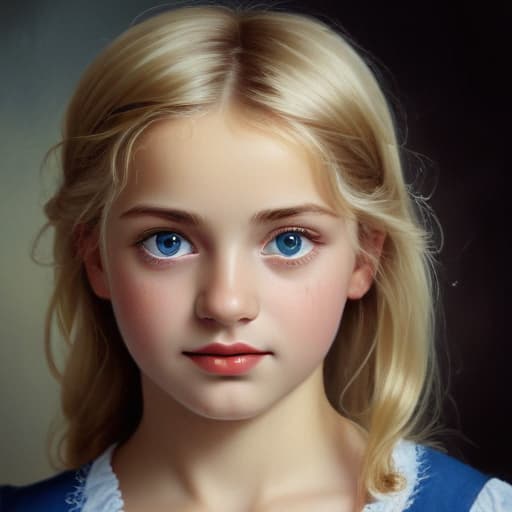 realistic style, Anatolian girl, thirteen years old, with dark blue eyes and blond hair, early 20th century in charshaf