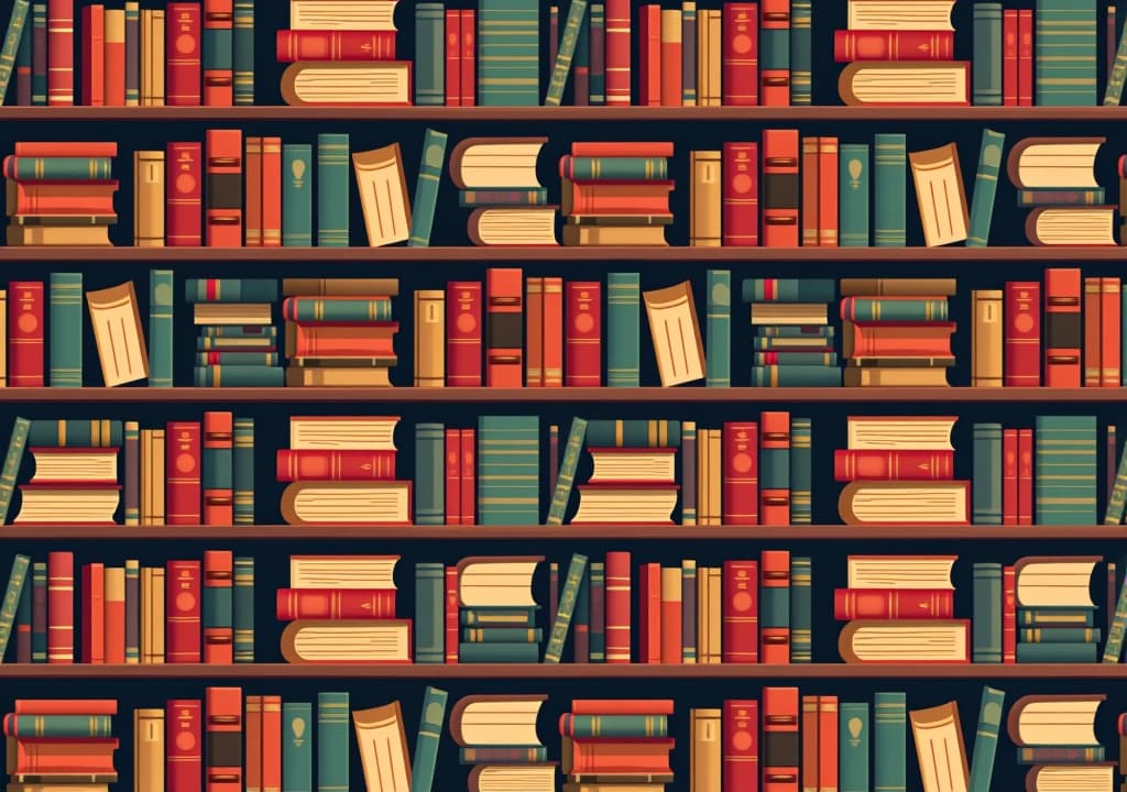  seamless pattern background illustration made of colorful books like a bookcase