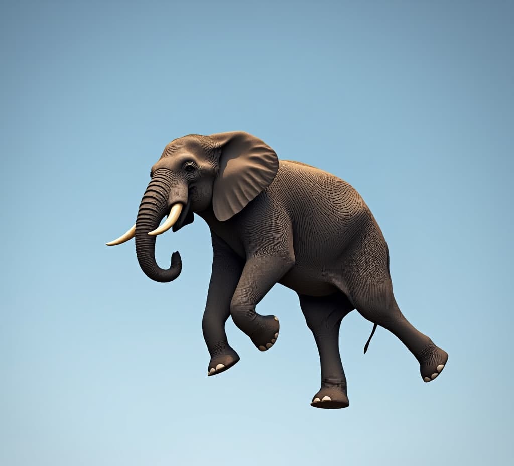  elephant flying in the sky,