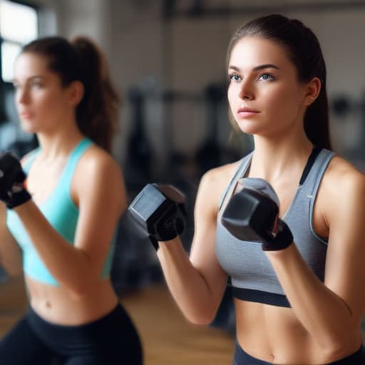 Women working out in a gym