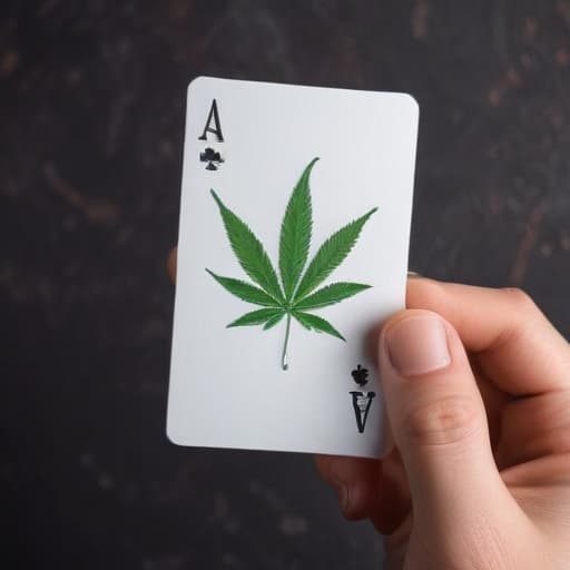 Draw an ace card With cannabis on it