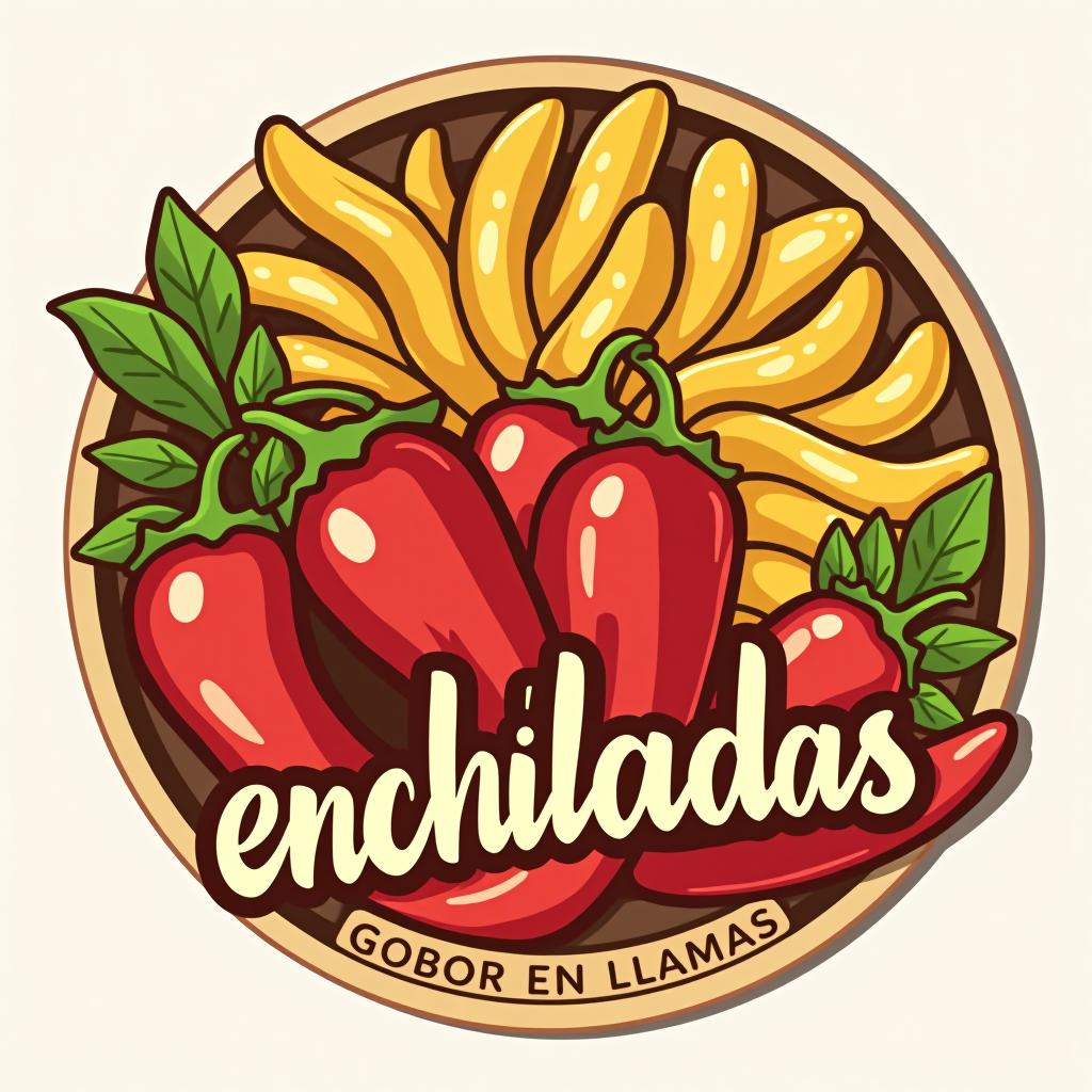  design a logo, gomitas enchiladas , with the text 'gomitas enchiladas sabor en llamas '.