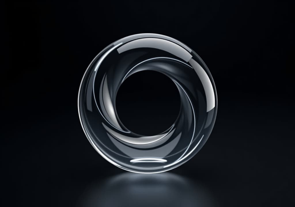  abstract glass shape on black background, 3d render