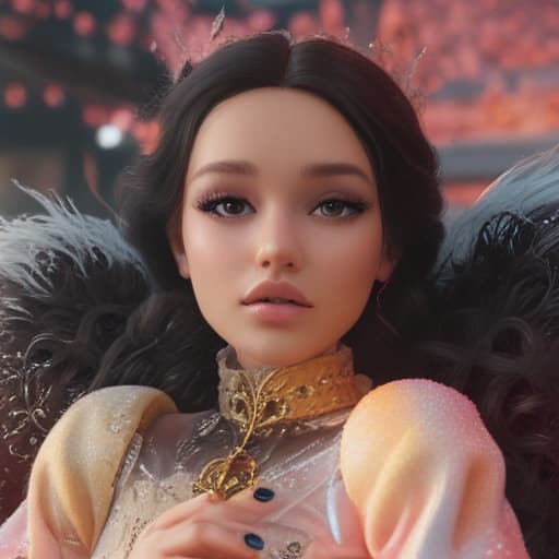 disney barbie princess snow queen hyperrealistic, full body, detailed clothing, highly detailed, cinematic lighting, stunningly beautiful, intricate, sharp focus, f/1. 8, 85mm, (centered image composition), (professionally color graded), ((bright soft diffused light)), volumetric fog, trending on instagram, trending on tumblr, HDR 4K, 8K