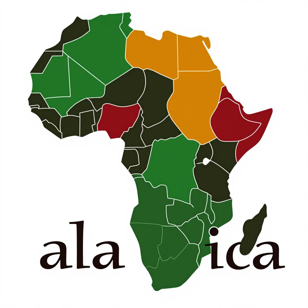  design a logo, créez un logo emblème utilisant la carte d’afrique et la rdc et travail , l'entreprise multi service ., with the text 'ala africa'.