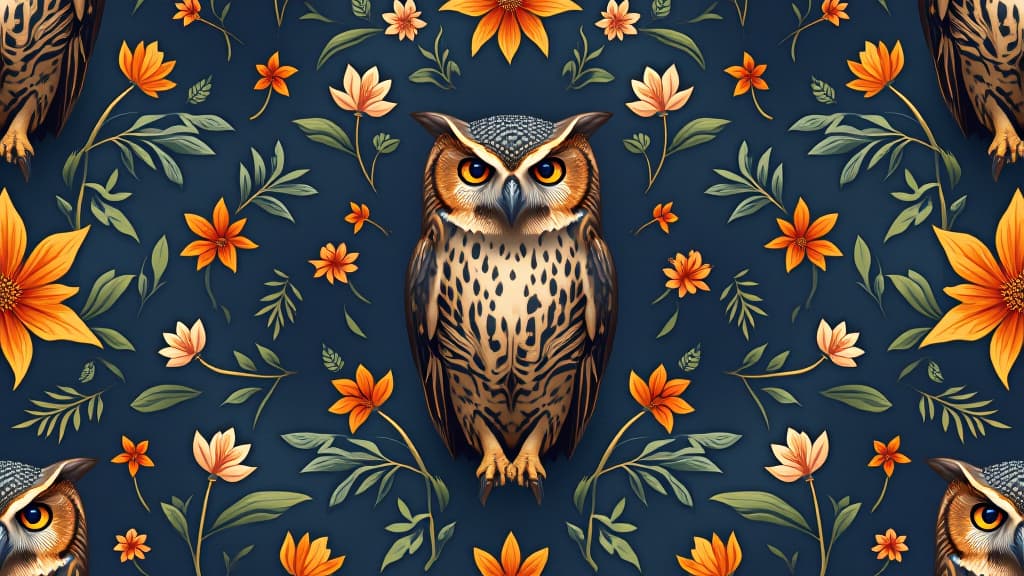  seamless pattern with owl, high quality, high details, hd, perfect composition, 4k epic detailed, highly detailed, sharp focus, high resolution