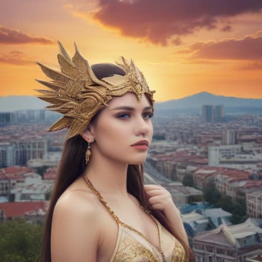 EYSIA in Mythological style with City background