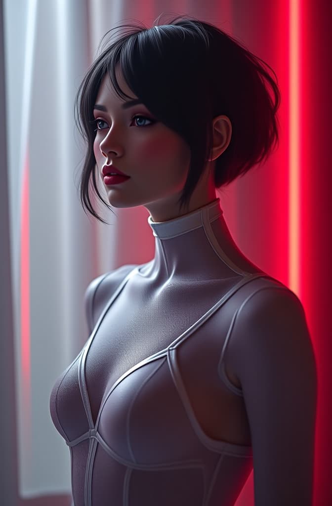  latex hyperrealistic, full body, detailed clothing, highly detailed, cinematic lighting, stunningly beautiful, intricate, sharp focus, f/1. 8, 85mm, (centered image composition), (professionally color graded), ((bright soft diffused light)), volumetric fog, trending on instagram, trending on tumblr, HDR 4K, 8K