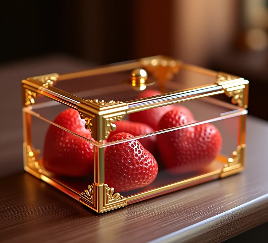  exquisite transparent storage box with gold decoration to show a romantic atmosphere.