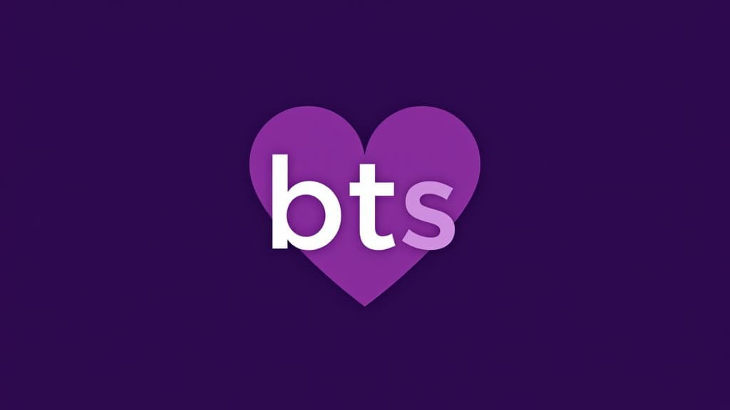  design a logo, in a minimalism style. bts, with the text 'purple love'.