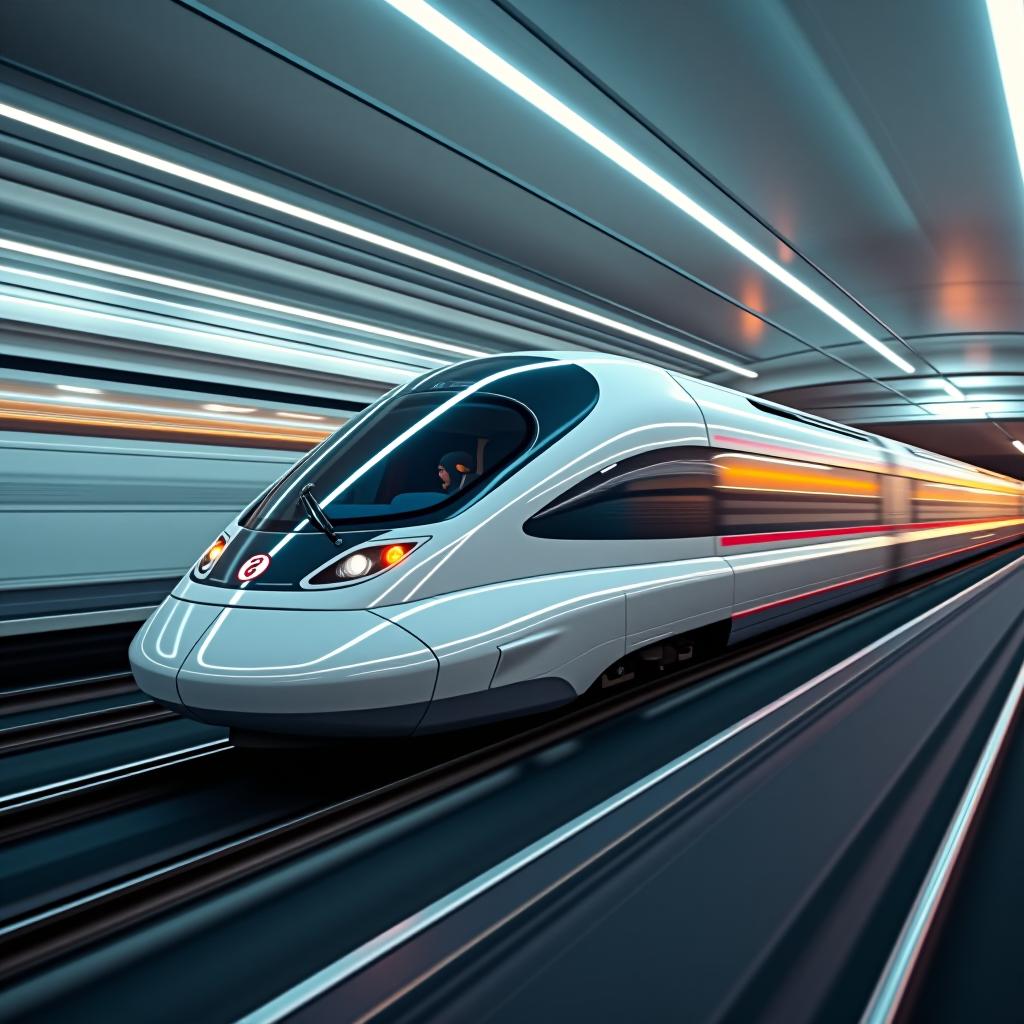  futuristic high speed train in motion