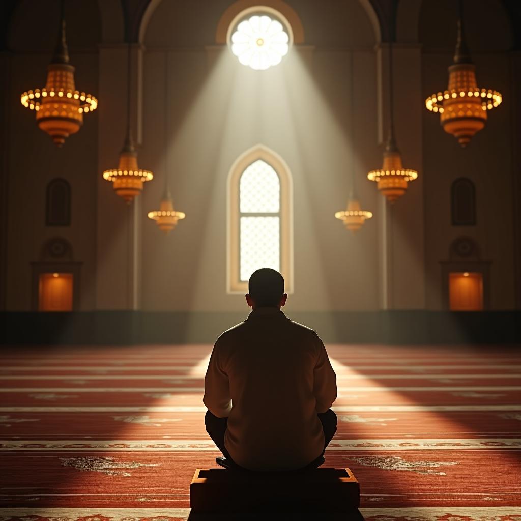  make an image of a man praying to allah in a mosque