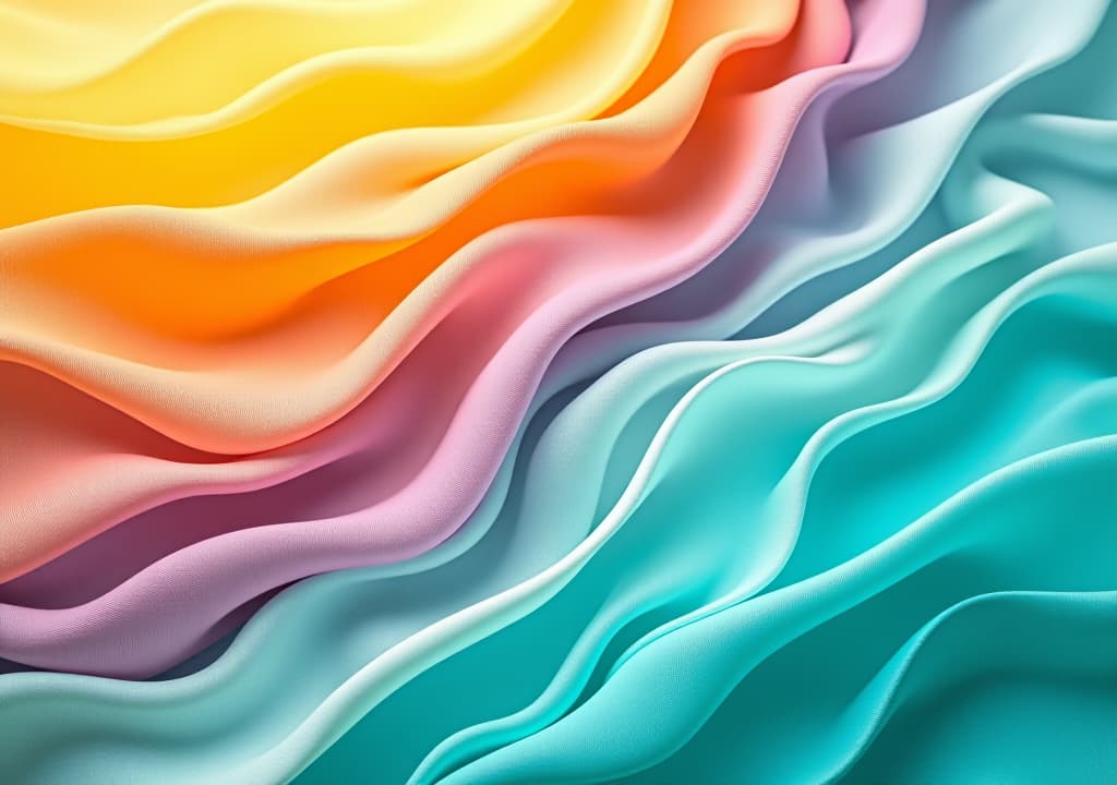  summer colors in wavy sheets on a mint background. abstract bright backdrop