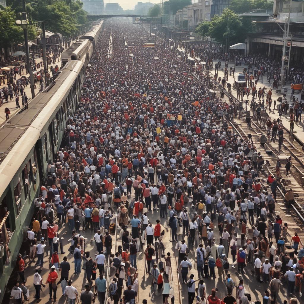 The train station is very crowded. It is the national labors day. A lot of people are coming back home