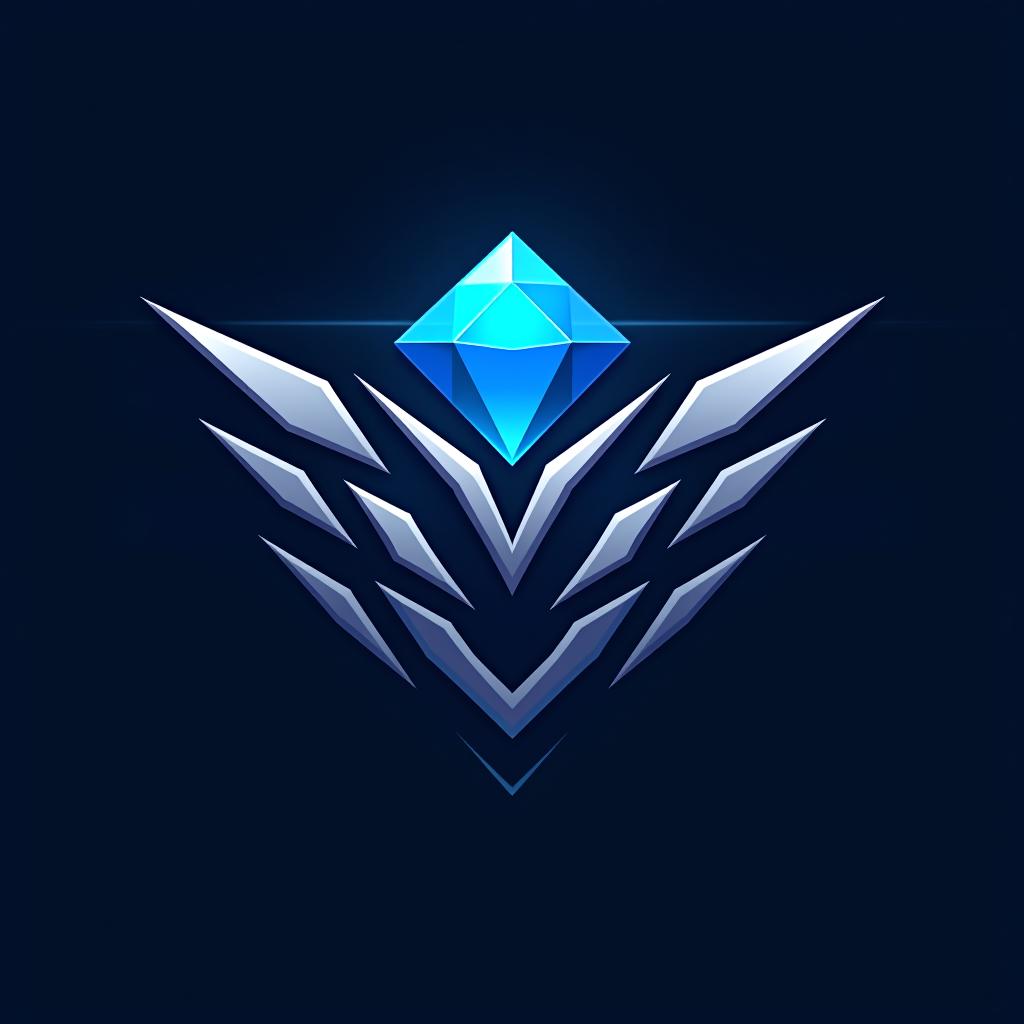  design a logo, esports logo, guns theme, white and blue color, diamond jewel