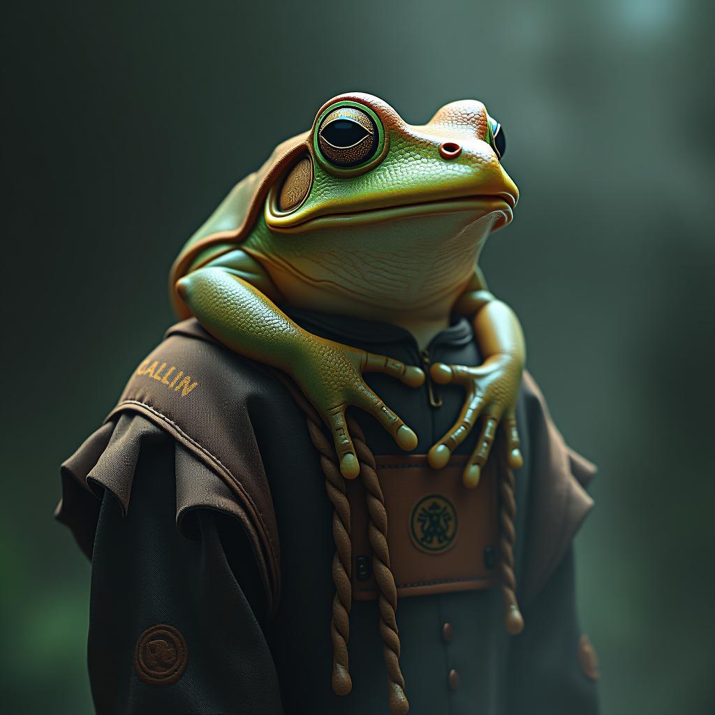   with big s and big frogs hyperrealistic, full body, detailed clothing, highly detailed, cinematic lighting, stunningly beautiful, intricate, sharp focus, f/1. 8, 85mm, (centered image composition), (professionally color graded), ((bright soft diffused light)), volumetric fog, trending on instagram, trending on tumblr, HDR 4K, 8K