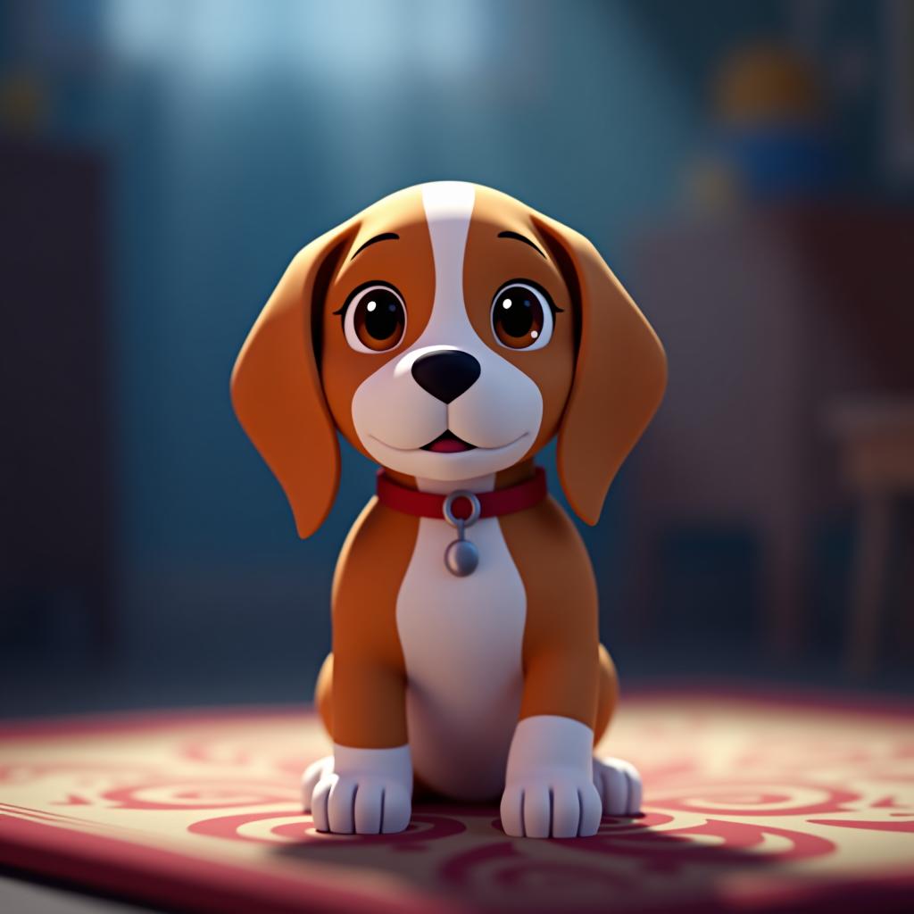  a beagle puppy in an animated film.