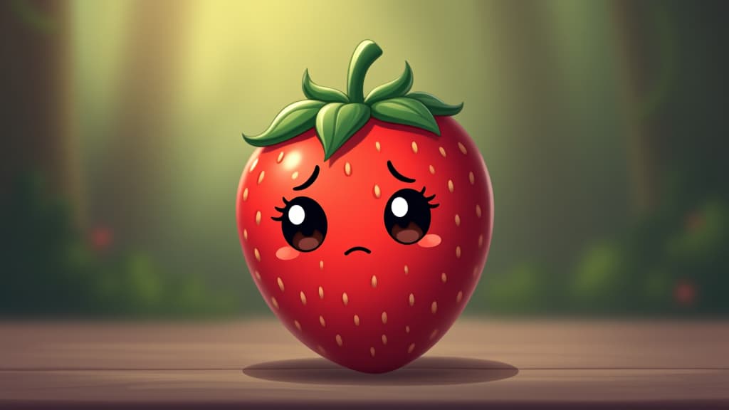  cute cartoon sad strawberry character