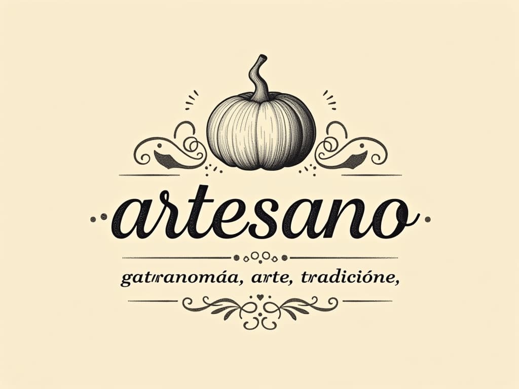  design a logo, in a pencil style. nombré de la marca “artesano” fondo con tonos claros, diseño elegante y simple con elementos de repostería, rodillo , with the text 'gastronomía, arte, tradición y legado'.