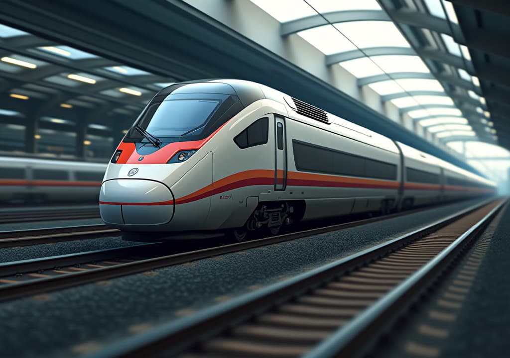  hs2 train high speed 2 rail link, high quality, high details, hd, perfect composition, 4k epic detailed, highly detailed, sharp focus, high resolution