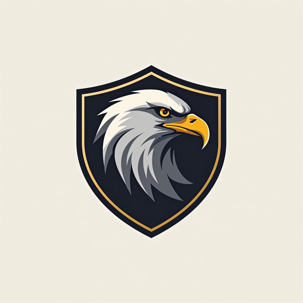  design a logo, create an emblem logo using an eagle’s eye and a shield, emphasizing the company’s focus on vigilance and protection.