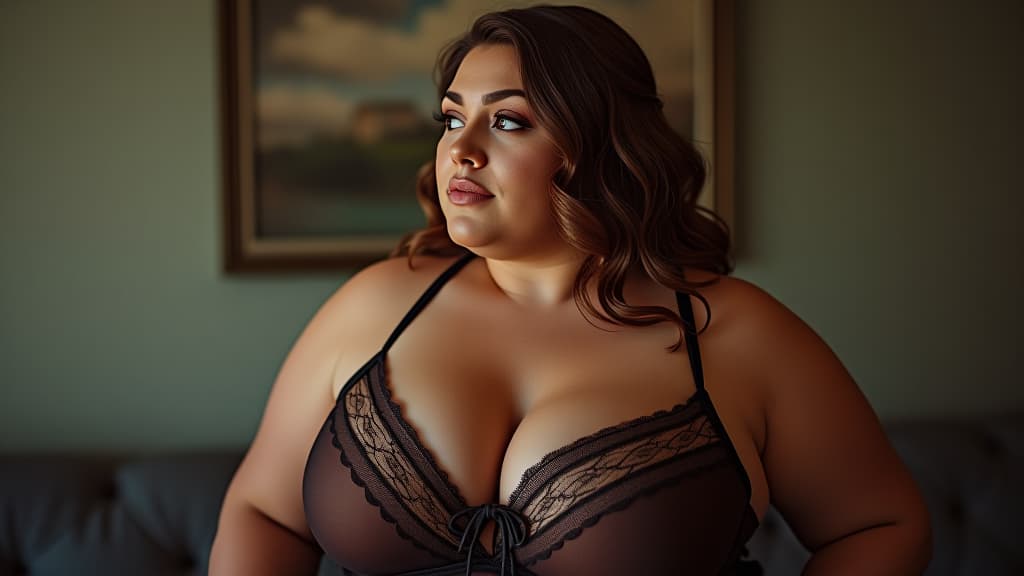  a plus size woman in lingerine