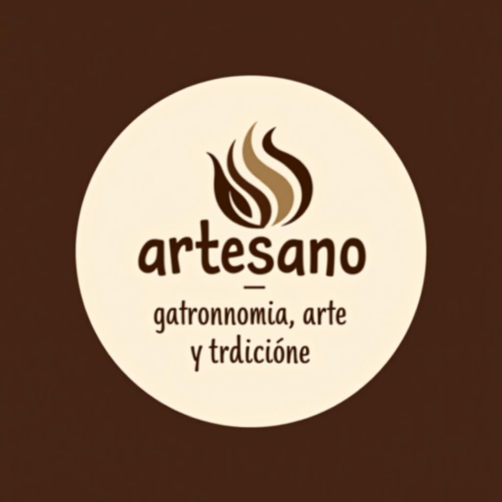  design a logo, in a abstract style. marca “artesano” colores claros tonos cafés minimalista, simple y elegante, with the text 'gastronomía, arte, tradición y legado'.