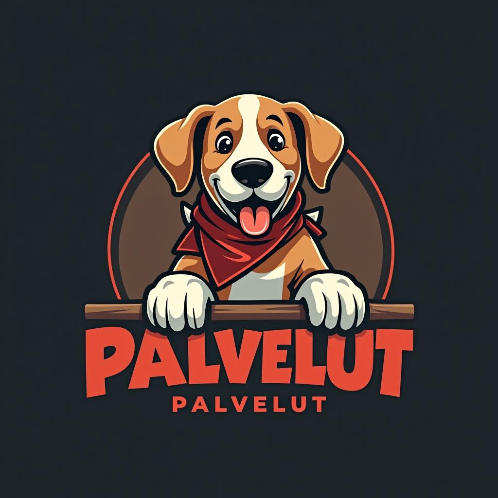  dog, text 'woof handyman palvelut', (logo:1.15), hq, hightly detailed, 4k