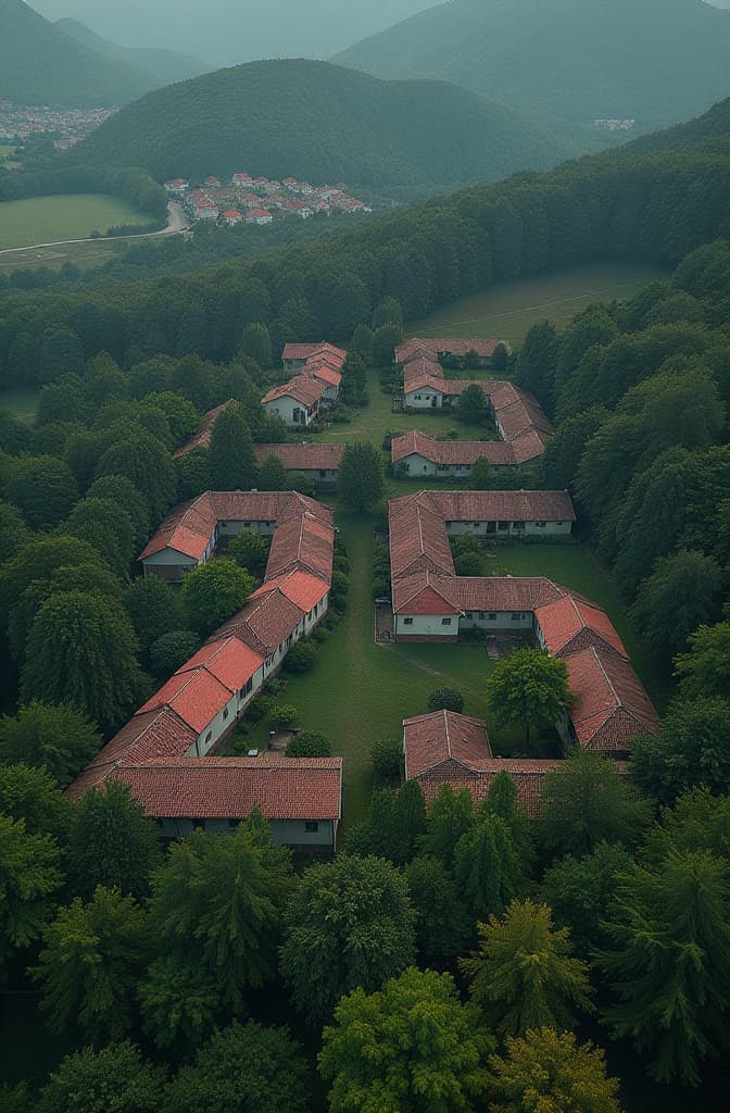  professional detailed photography, the houses are arranged in the shape of the number 2025. view from above , (muted colors, dim colors, soothing tones), (vsco:0.3)