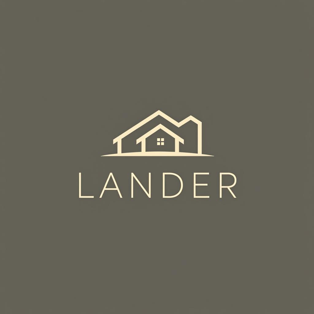  design a logo, logo minimaliste sur le thème de l'immobilier, avec le texte ‘lander’