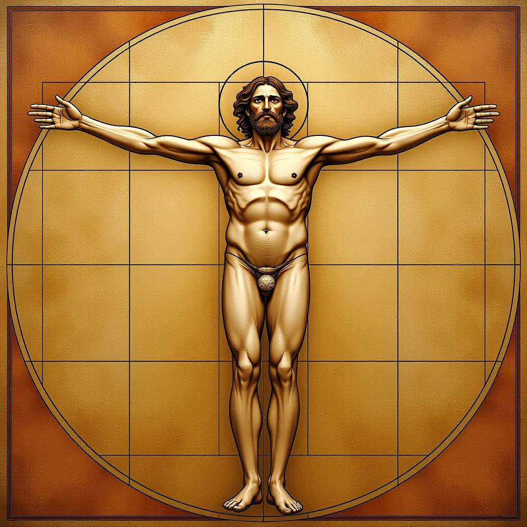  the vitruvian man by leonardo da vinci.