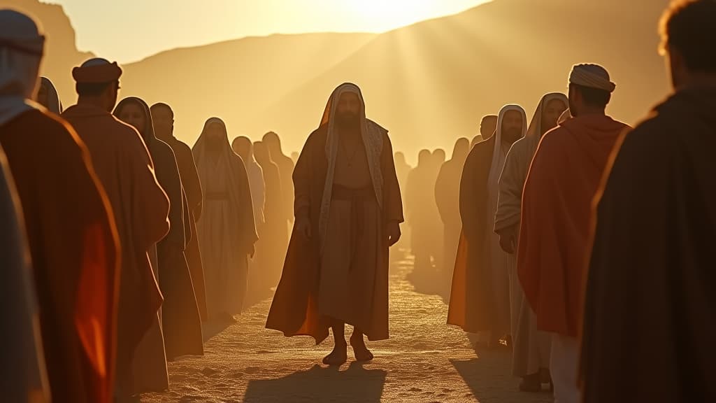  history of biblical times, an artistic representation of the historical setting of canaan, illustrating the rich cultural backdrop of their story. hyperrealistic, full body, detailed clothing, highly detailed, cinematic lighting, stunningly beautiful, intricate, sharp focus, f/1. 8, 85mm, (centered image composition), (professionally color graded), ((bright soft diffused light)), volumetric fog, trending on instagram, trending on tumblr, HDR 4K, 8K