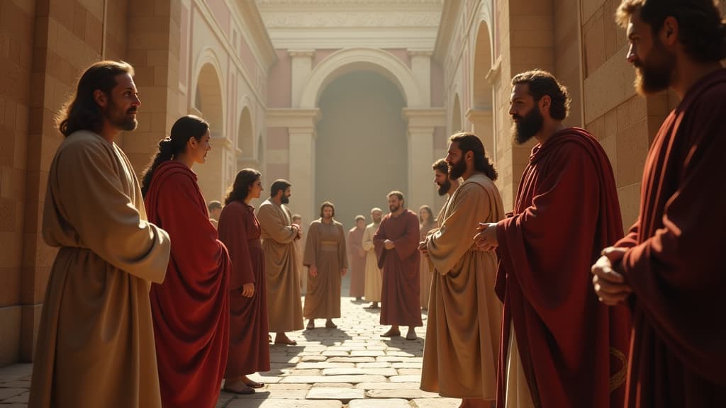  history of biblical times, an artistic interpretation of the christian community in rome during peter's time, symbolizing unity and faith amid trials. hyperrealistic, full body, detailed clothing, highly detailed, cinematic lighting, stunningly beautiful, intricate, sharp focus, f/1. 8, 85mm, (centered image composition), (professionally color graded), ((bright soft diffused light)), volumetric fog, trending on instagram, trending on tumblr, HDR 4K, 8K